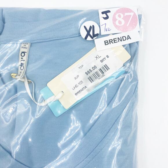 B Up BRENDA RELAXED SHORT SLEEVE RAGLAN TEE Lounge Sky Blue #BRE-105 Small NEW - Picture 8 of 9